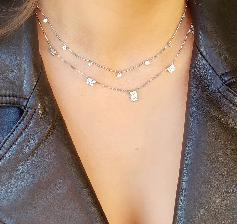 SMALL FLOATING DIAMOND NECKLACE