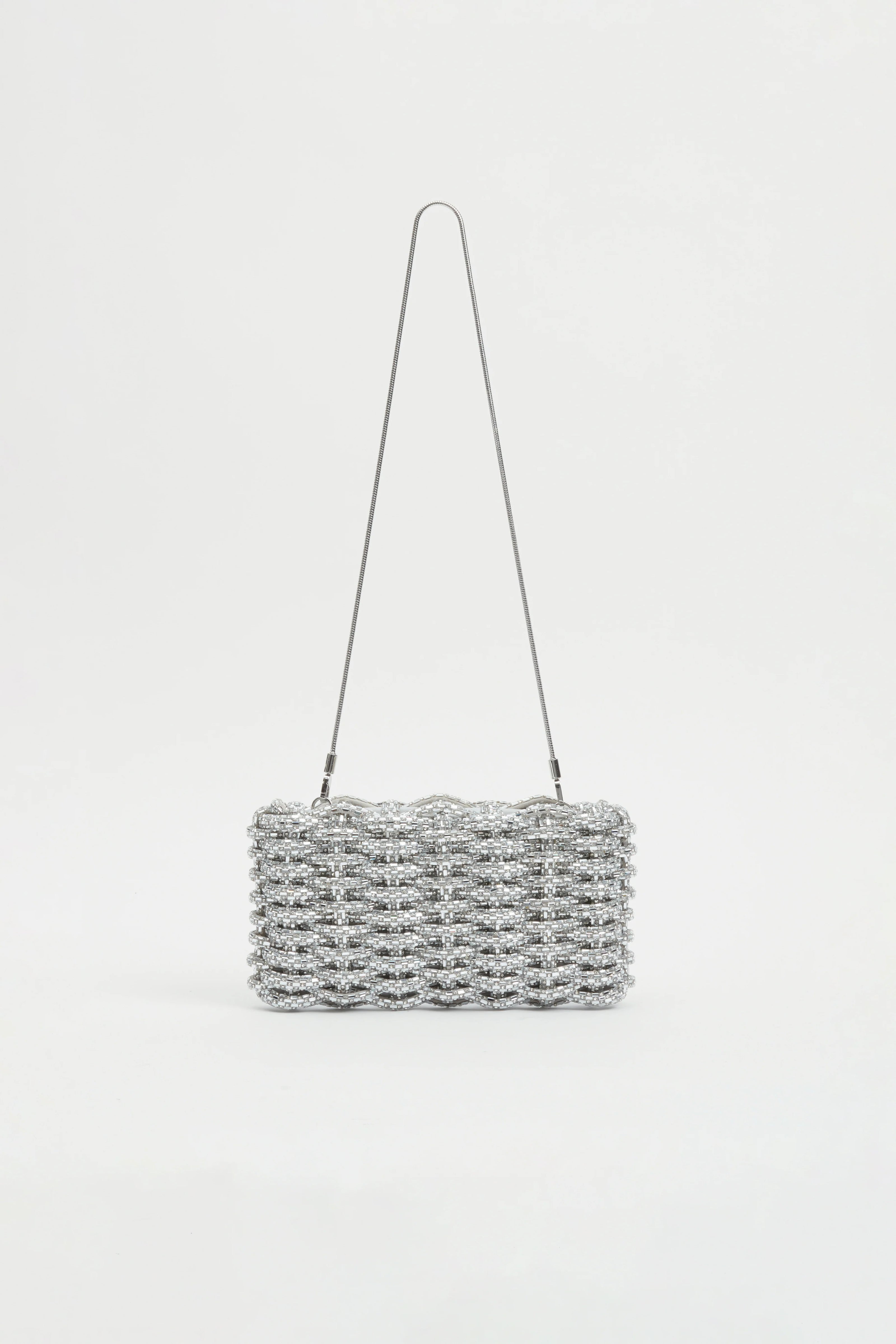 MORGAN WOVEN RHINESTONE CLUTCH