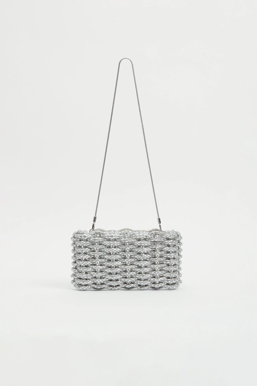MORGAN WOVEN RHINESTONE CLUTCH