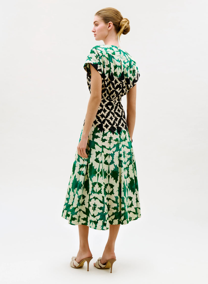 SAKURA DRESS IN EMERALD MULTI