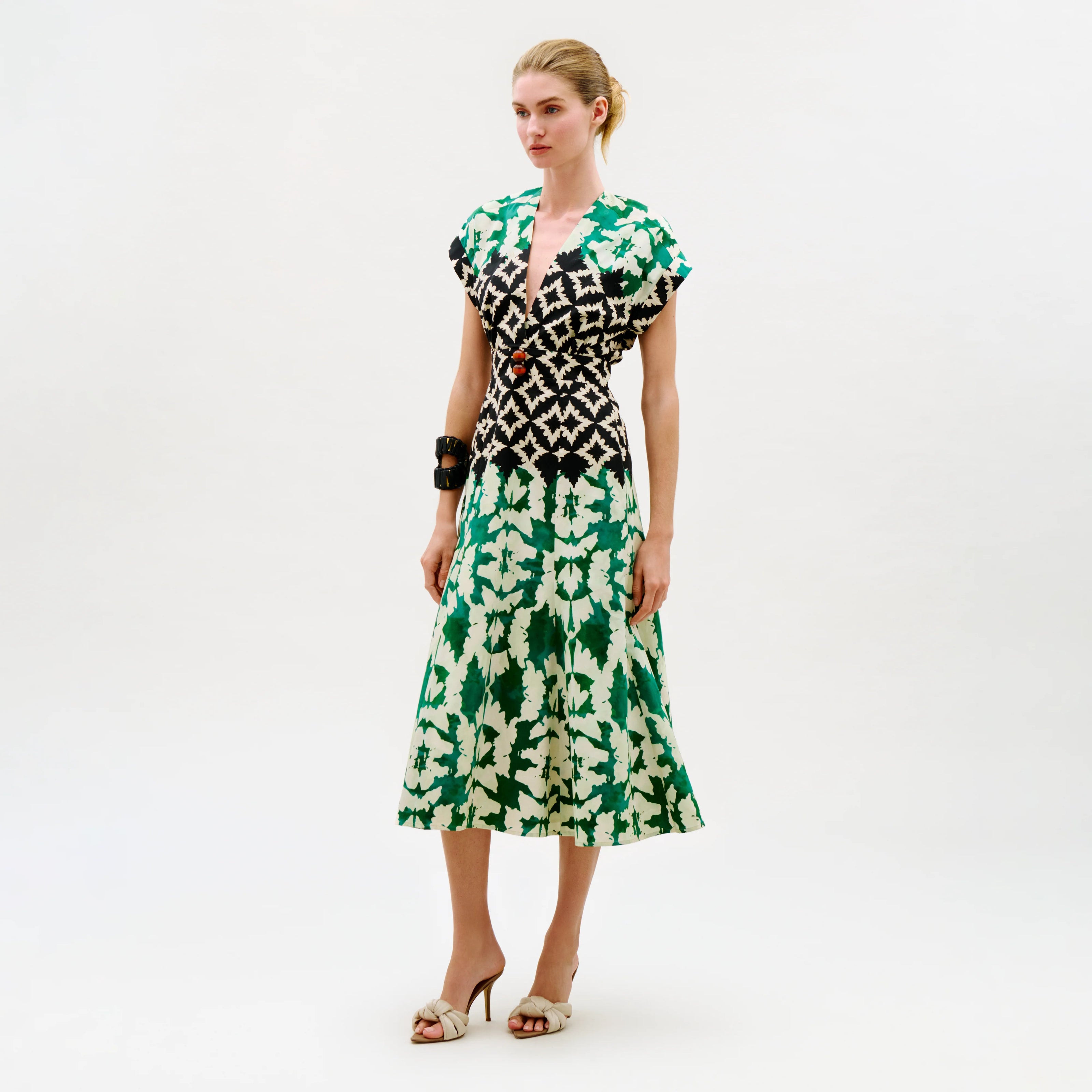 SAKURA DRESS IN EMERALD MULTI