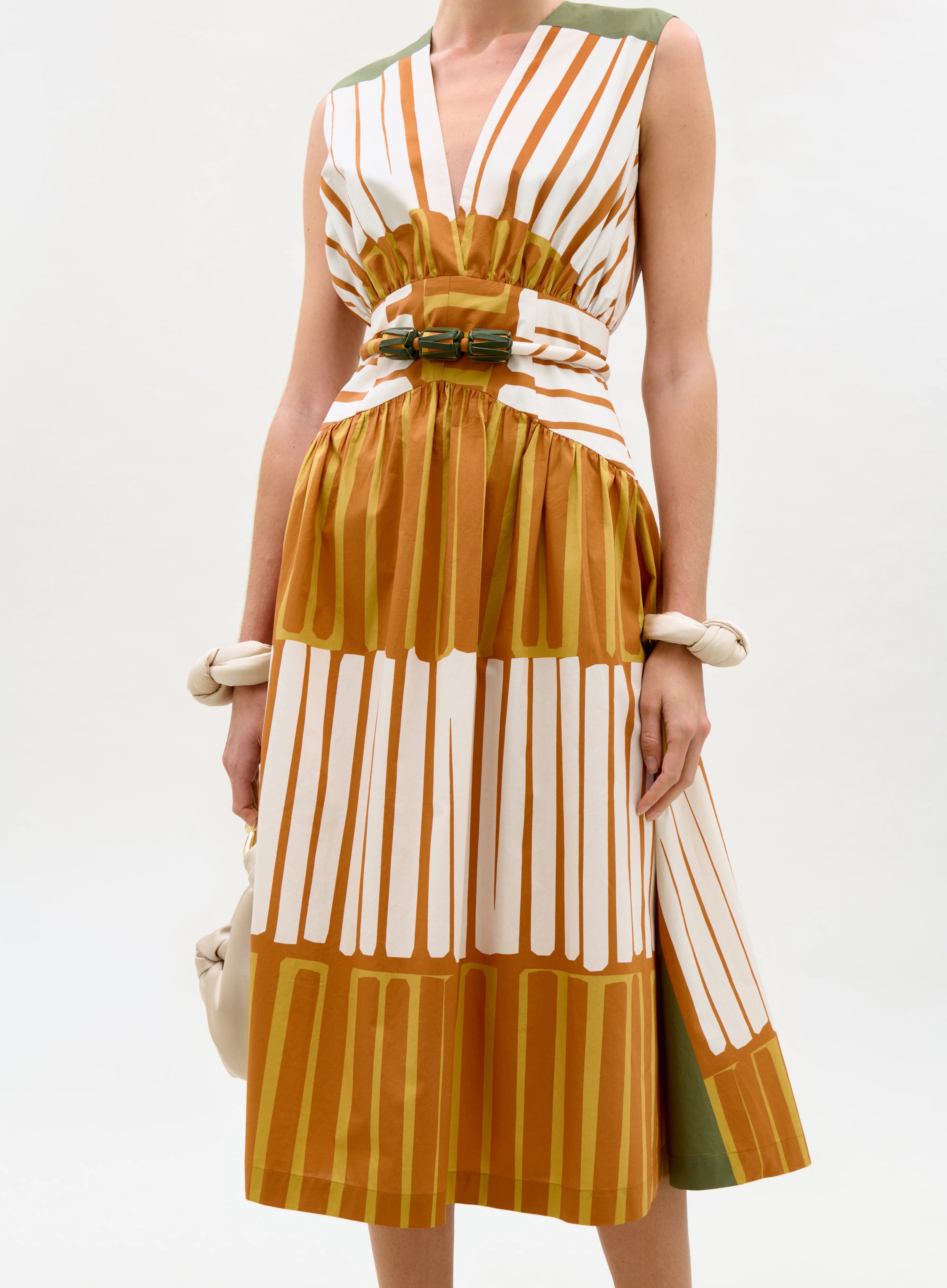 JOCELYN DRESS IN TERRACOTTA STRIPES