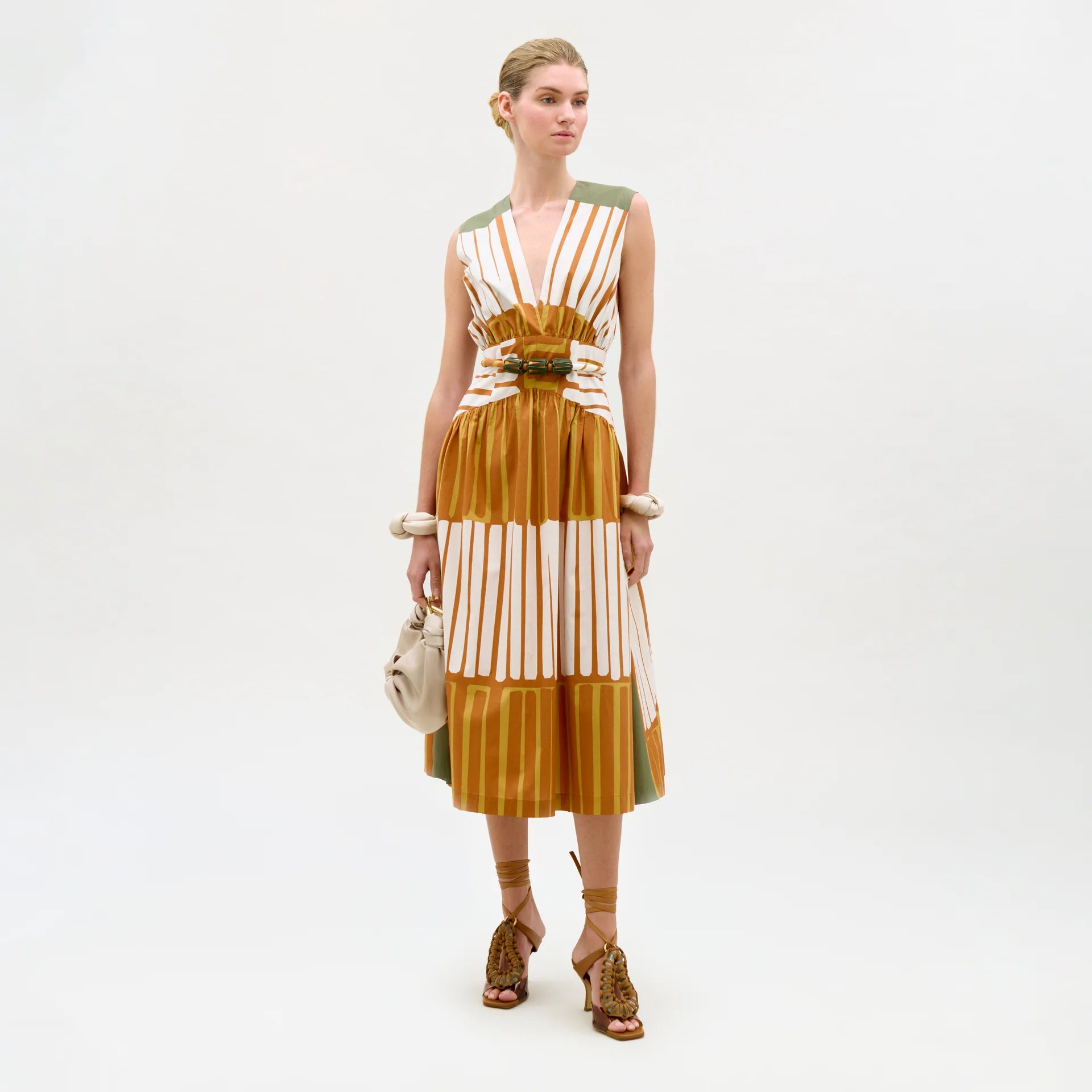 JOCELYN DRESS IN TERRACOTTA STRIPES