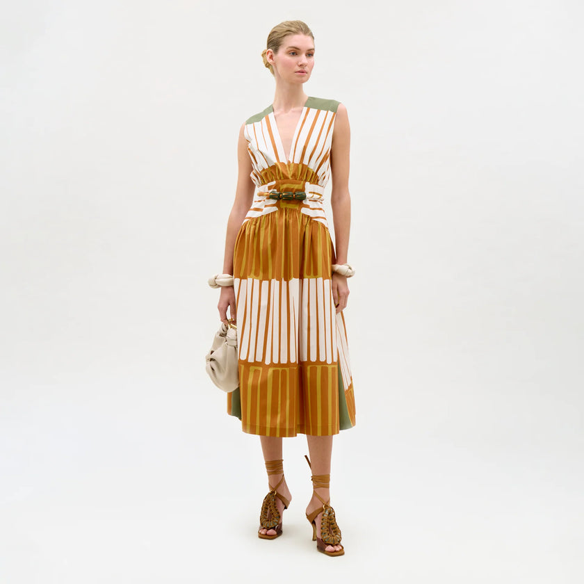 JOCELYN DRESS IN TERRACOTTA STRIPES
