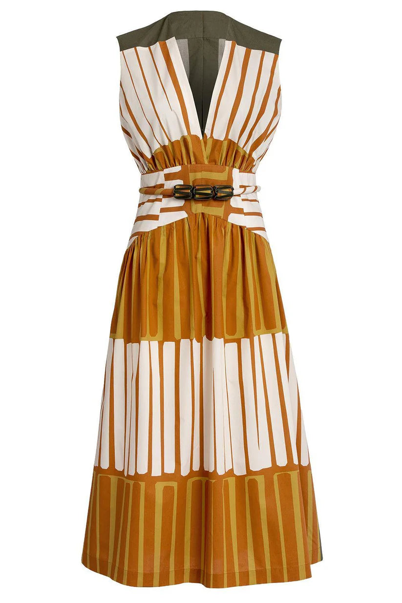 JOCELYN DRESS IN TERRACOTTA STRIPES