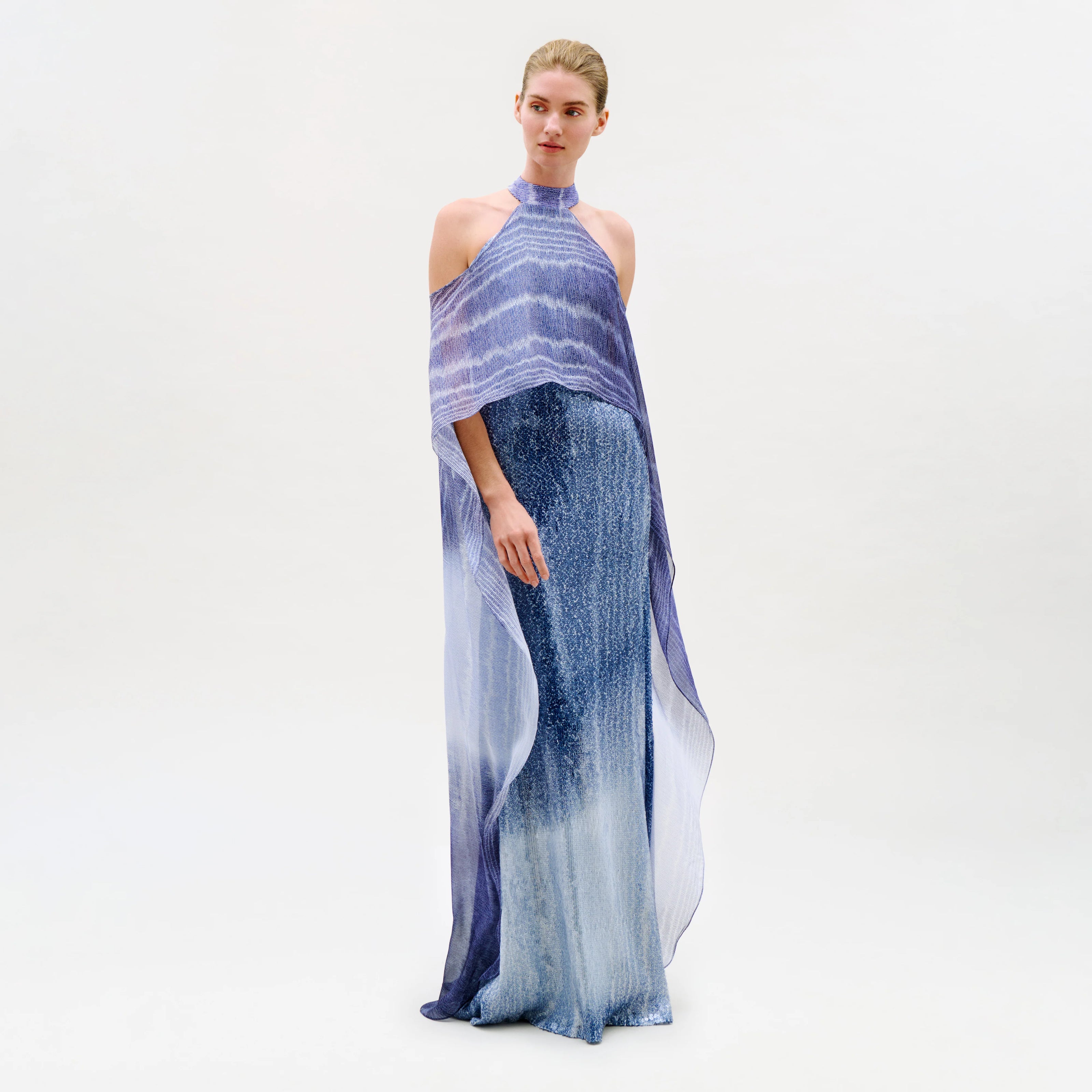 SERENELA  DRESS IN NAVY MOIRE