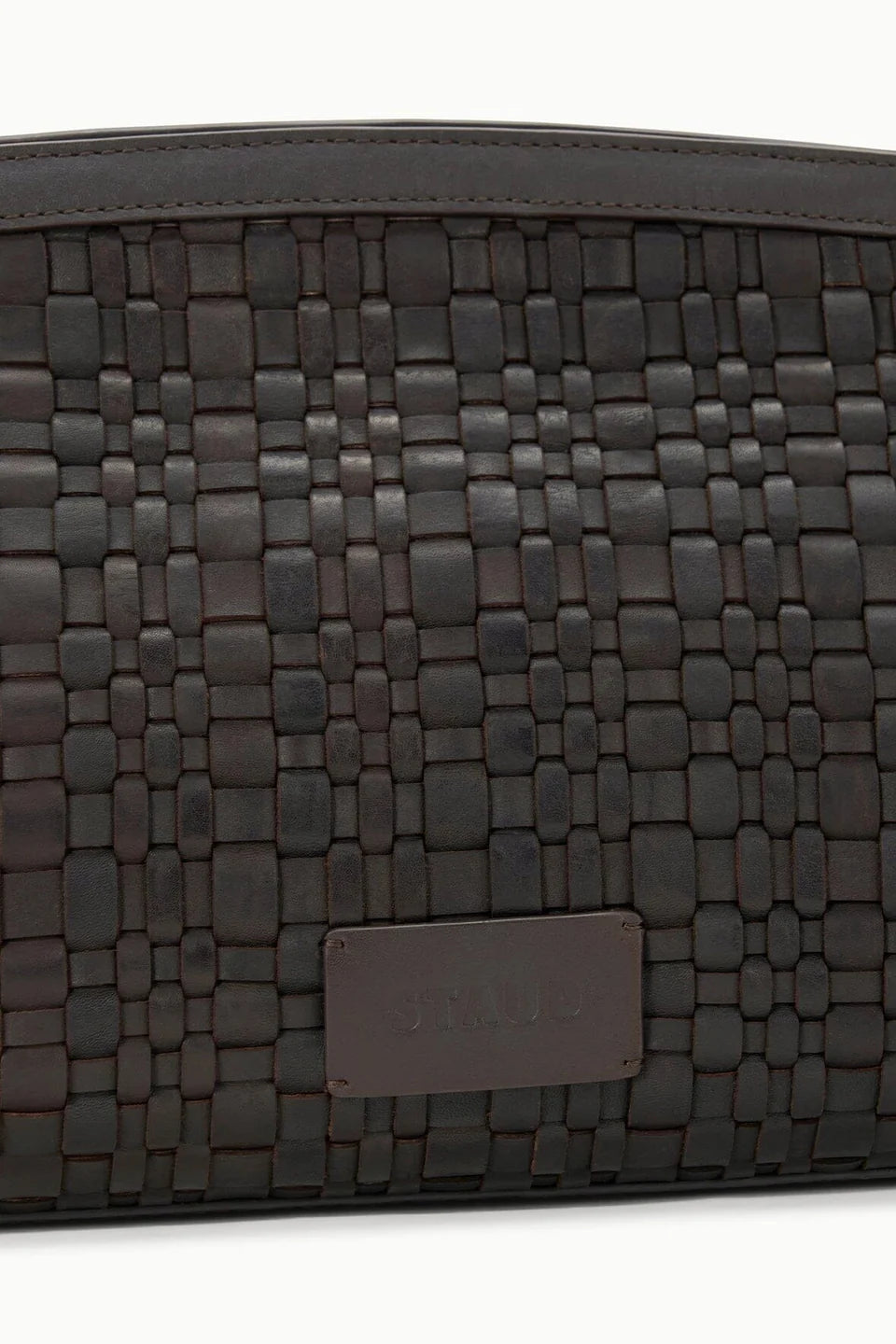 MAUDE SOFT CLUTCH ESPRESSO WOVEN LEATHER