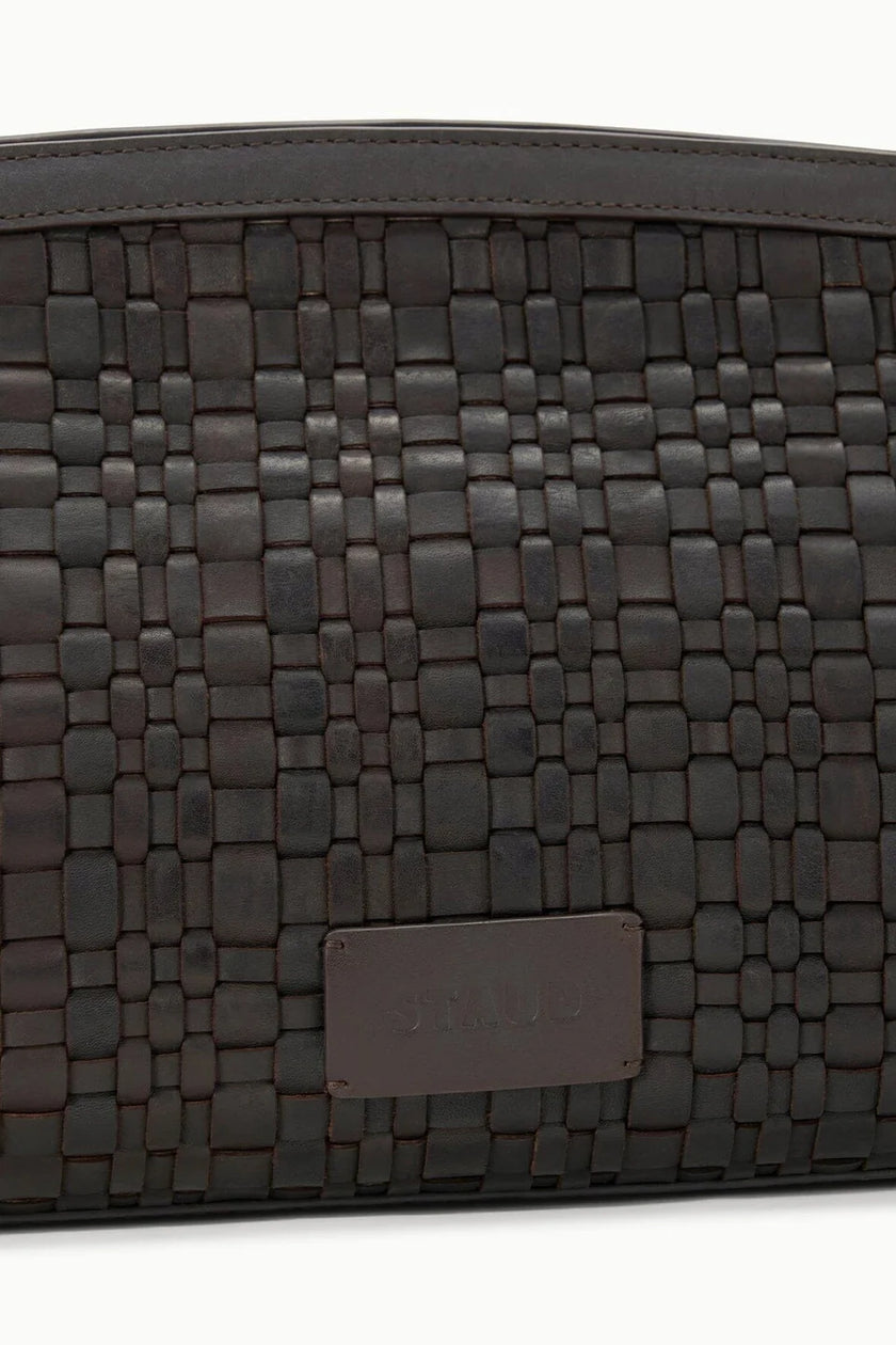 MAUDE SOFT CLUTCH ESPRESSO WOVEN LEATHER