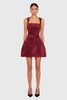 BETHANY SKORT ROMPER IN SUEDE BURGUNDY