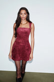 BETHANY SKORT ROMPER IN SUEDE BURGUNDY