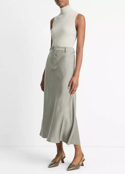 SATIN ALINE TROUSER SKIRT