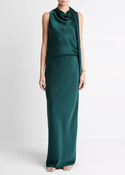 SATIN BIAS COLUMN SKIRT