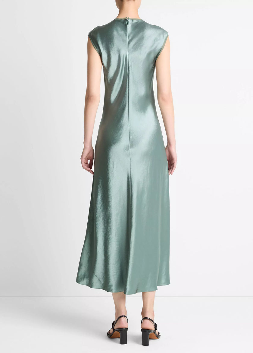 SATIN CAP SLEEVE SLIP DRESS