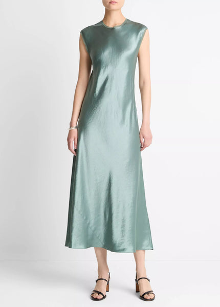 SATIN CAP SLEEVE SLIP DRESS