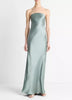 SATIN STRAPLESS MAXI DRESS