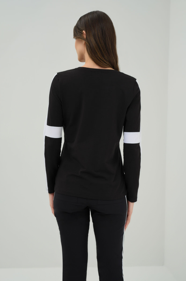 KENSLEY CONTRAST SLEEVE PIMA TOP