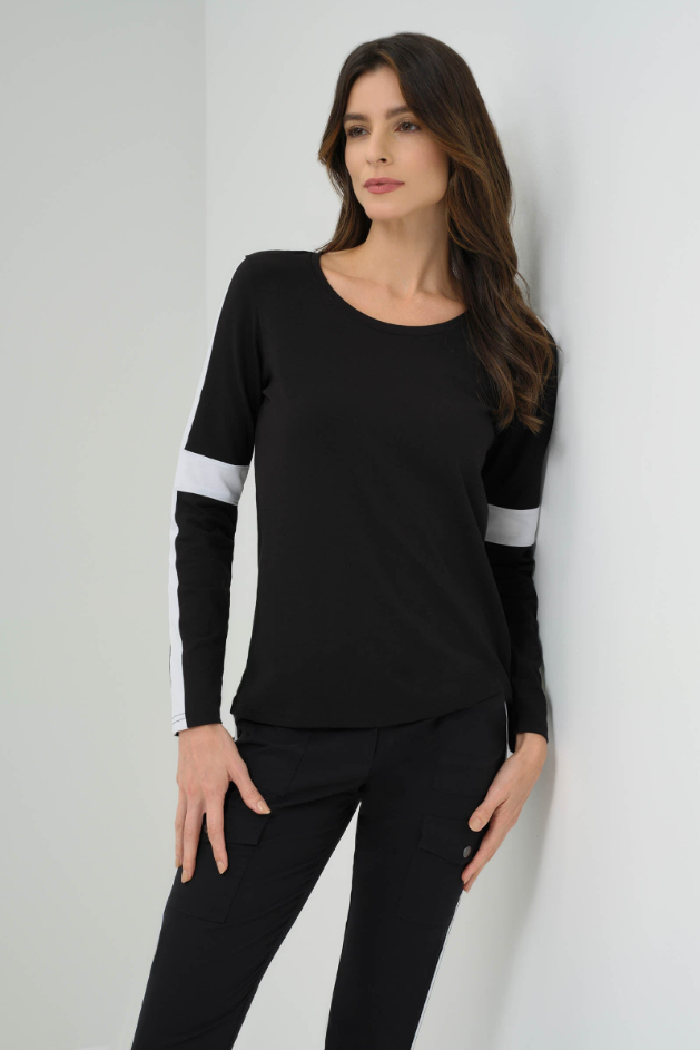 KENSLEY CONTRAST SLEEVE PIMA TOP