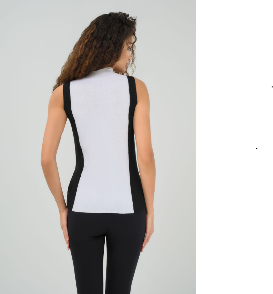 ABRYL CONTRAST CASHMERE BLEND MOCKNECK TOP