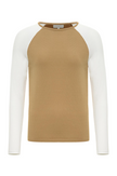 CONNIE SWEATER KNIT BASEBALL SLEEVE SHIRT