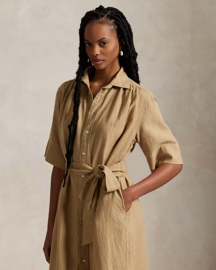 BELTED LINEN DRESS