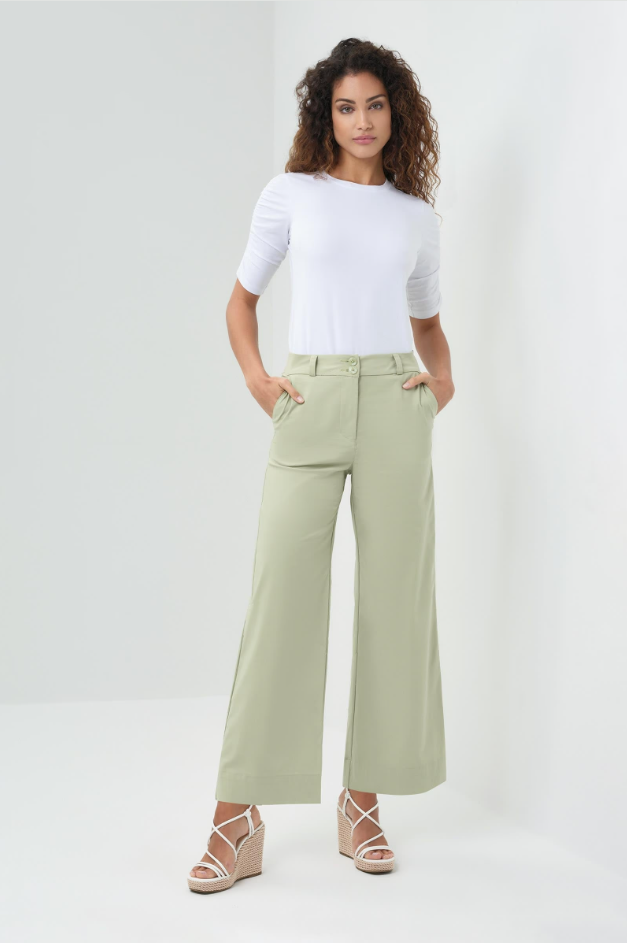IVANNA PERFORMANCE COTTON CROPPED FLARE PANT