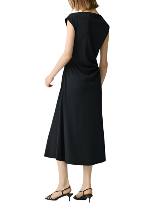 DRAPED BOATNECK DRESS