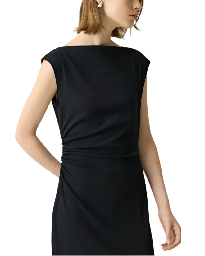DRAPED BOATNECK DRESS