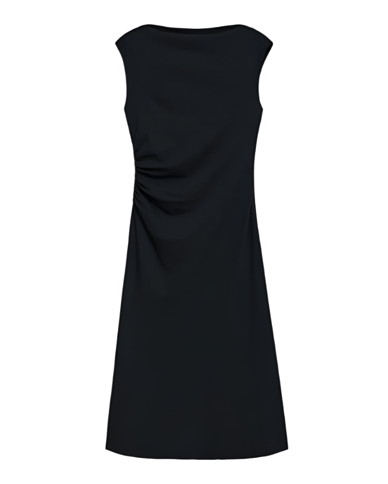 DRAPED BOATNECK DRESS