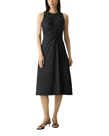 RUCHED ASYMMETRICAL MIDI DRESS