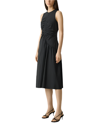 RUCHED ASYMMETRICAL MIDI DRESS