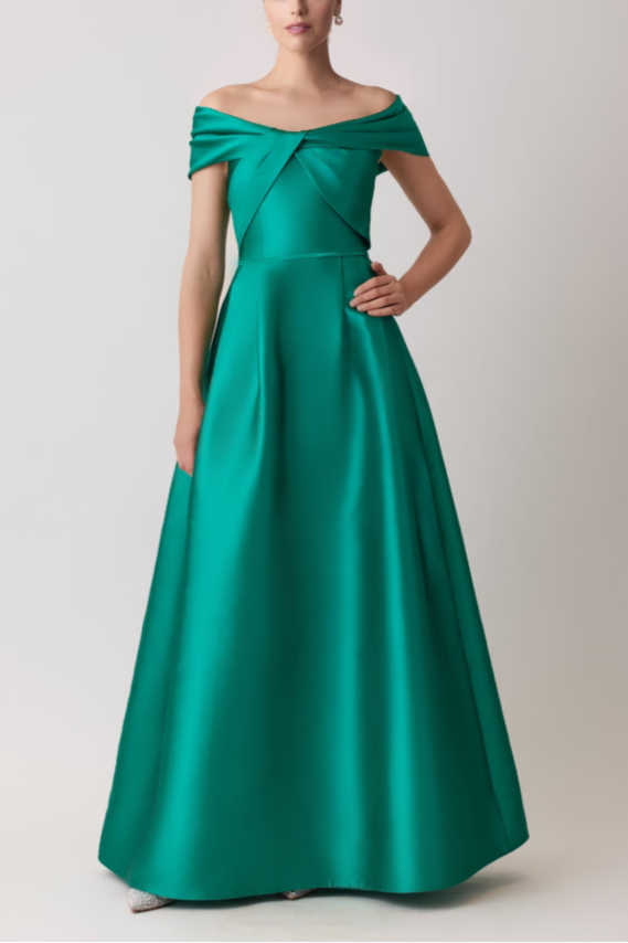 MIKADO STRETCH OFF SHOULDER TWIST GOWN
