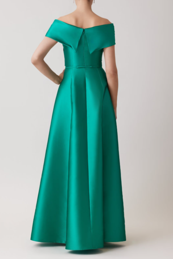 MIKADO STRETCH OFF SHOULDER TWIST GOWN