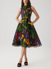 SILK LINEN HAZY FLORAL SLEEVELESS SHIRT DRESS