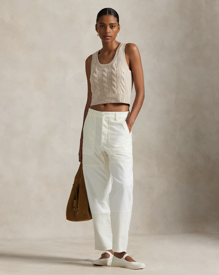 CABLE WOOL CASHMERE SLEEVELESS SWEATER