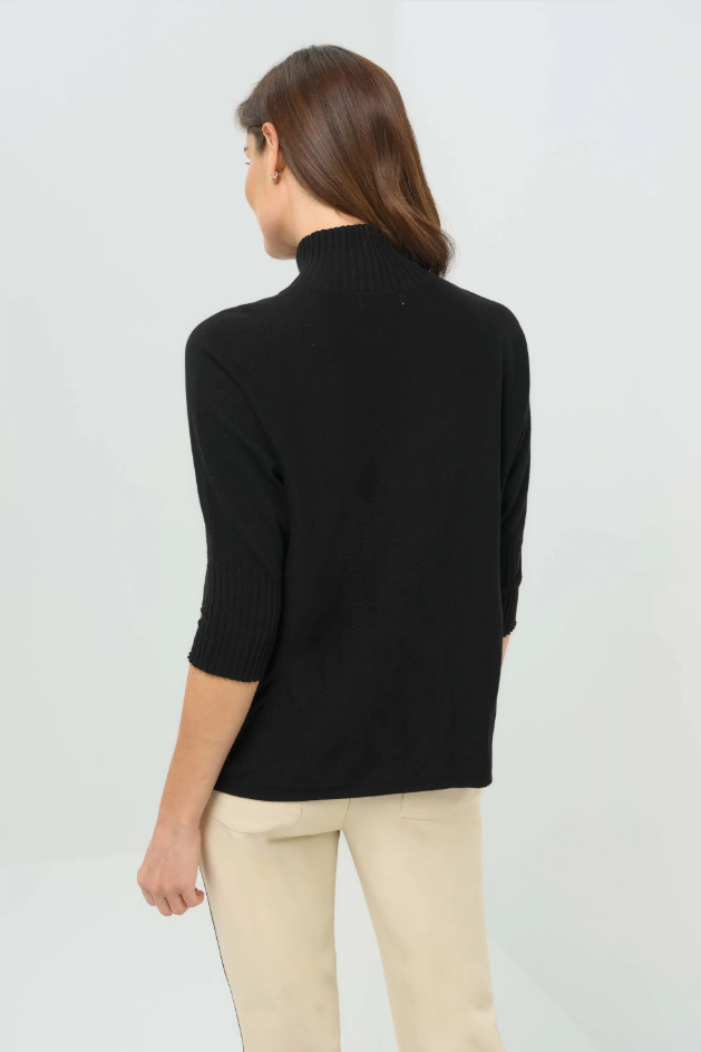 LUCELY QUARTER ZIP ELBOWSLEEVE MOCK NECK SWEATER