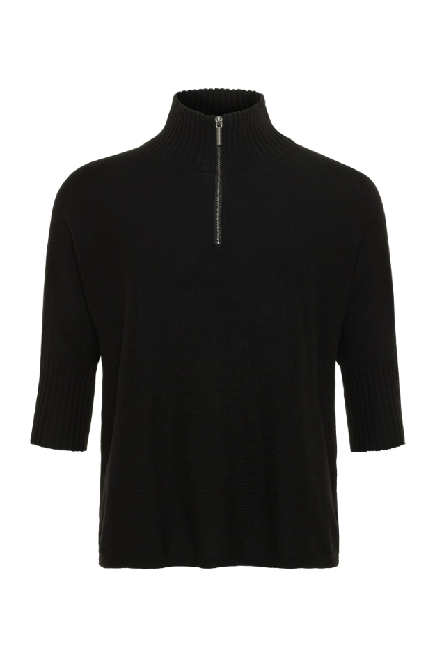 LUCELY QUARTER ZIP ELBOWSLEEVE MOCK NECK SWEATER