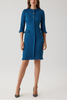 STRETCH BOUCLE JEWEL BUTTON TRIM TWEED DRESS