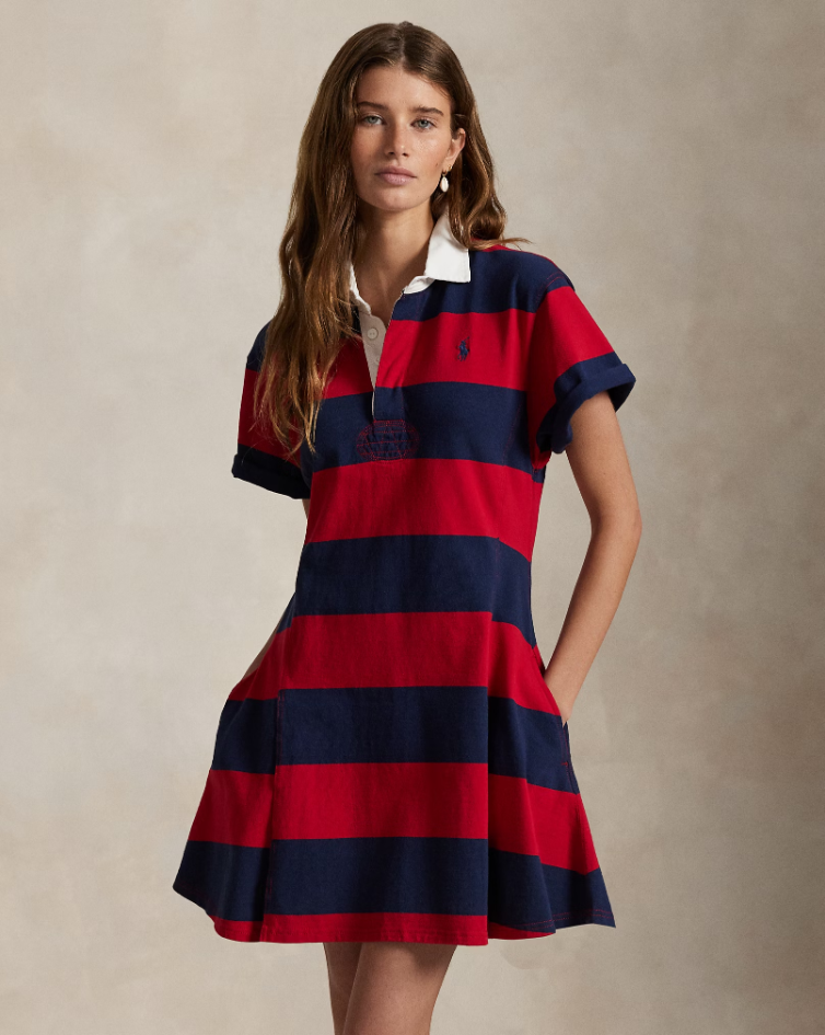 STRIPED COTTON JERSEY RUGBY DRESS