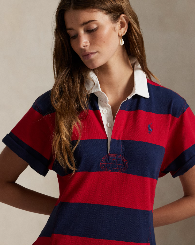 STRIPED COTTON JERSEY RUGBY DRESS