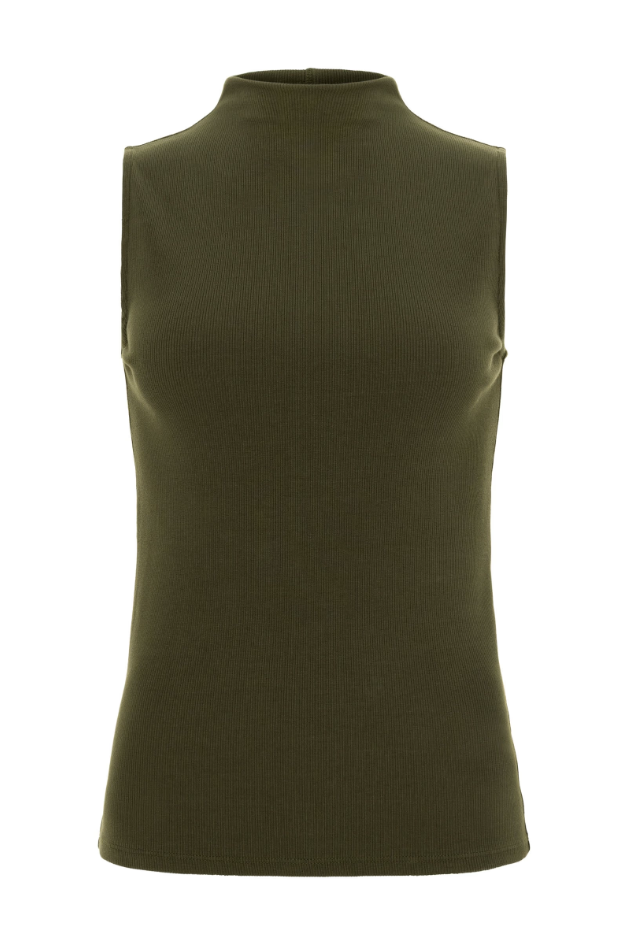 SIOBHAN SLEEVELESS HIGH NECK PIMA RIB TOP