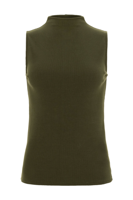 SIOBHAN SLEEVELESS HIGH NECK PIMA RIB TOP