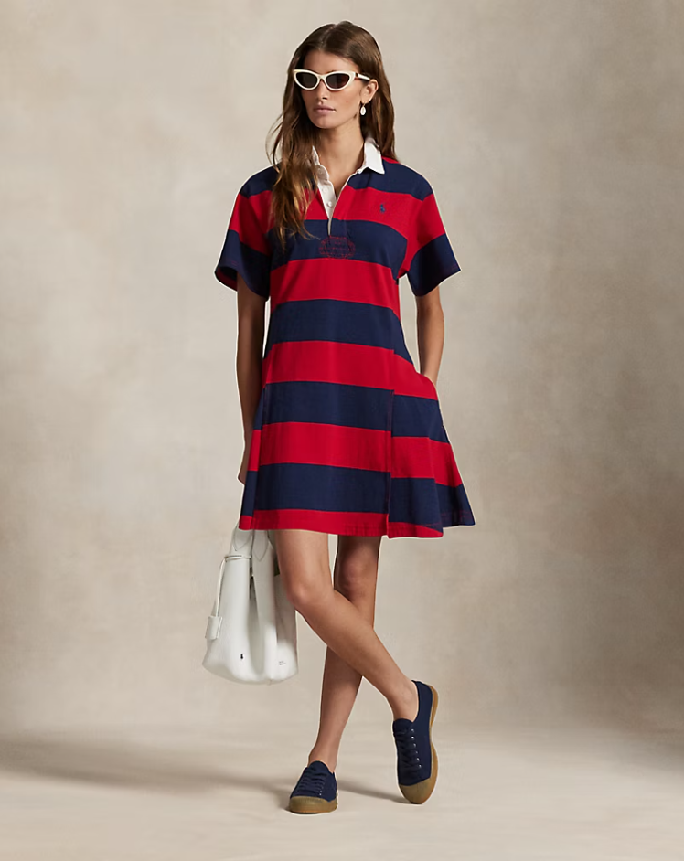 STRIPED COTTON JERSEY RUGBY DRESS
