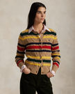 STRIPED CABLE WOOL CASHMERE CARDIGAN