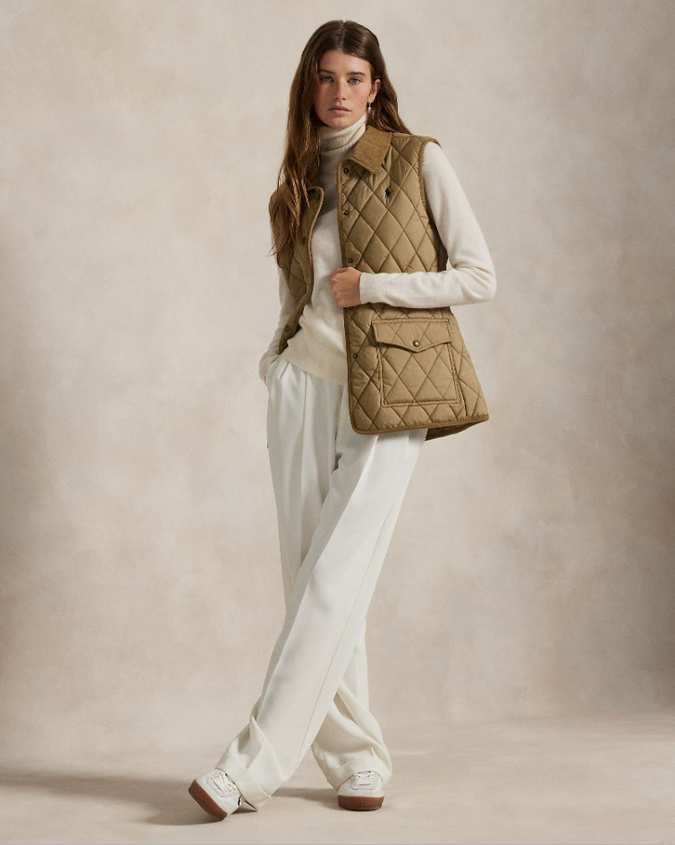 CORDUROY TRIM QUILTED VEST