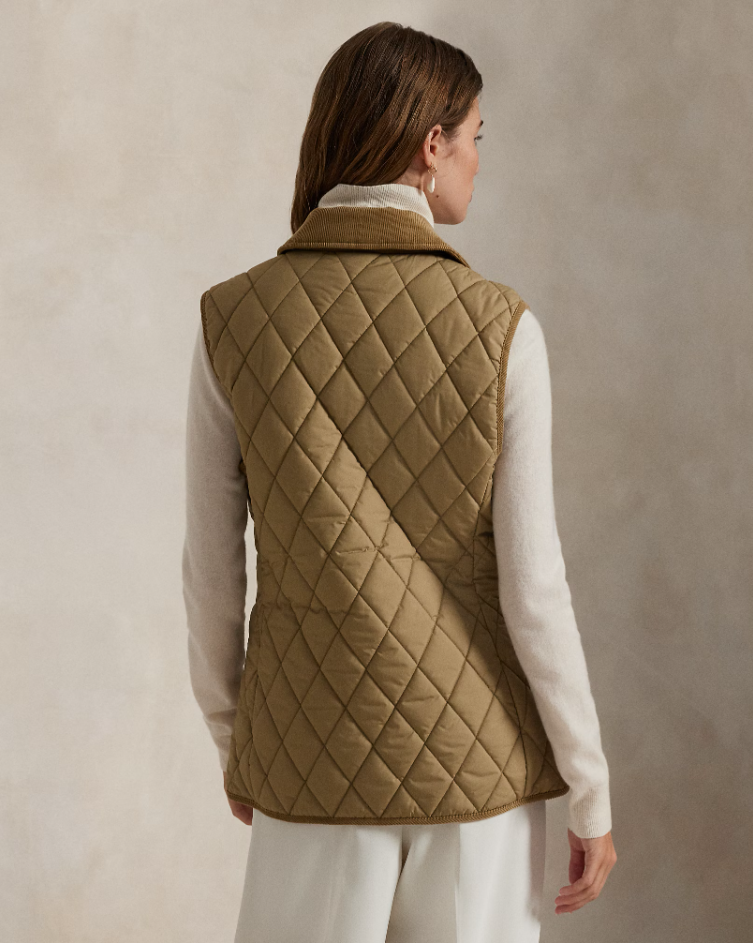 CORDUROY TRIM QUILTED VEST