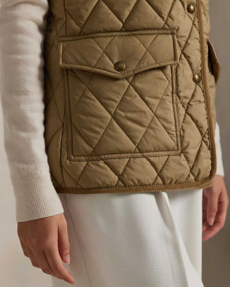 CORDUROY TRIM QUILTED VEST