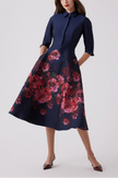 JACQUARD FLORAL PAISLEY SHIRT WAIST DRESS