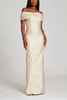 JACQUARD OFF THE SHOULDER PORTRAIT COLUMN GOWN