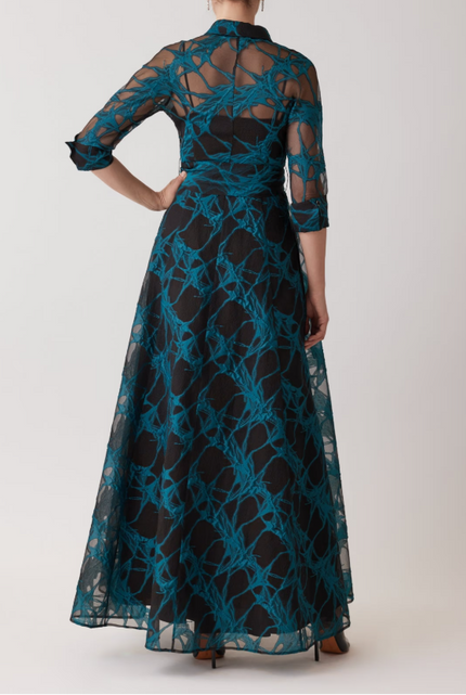 ORGANZA WEB PATTERN SHIRT DRESS