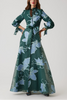 FLORAL JACQUARD MANDARIN NECK SHIRT GOWN